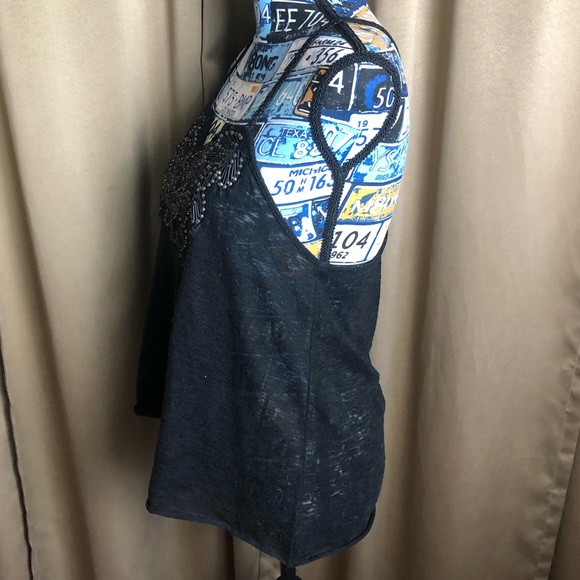 Free People Knit Noodle Strap Tank Top with Leaf Details - Picture 11 of 11